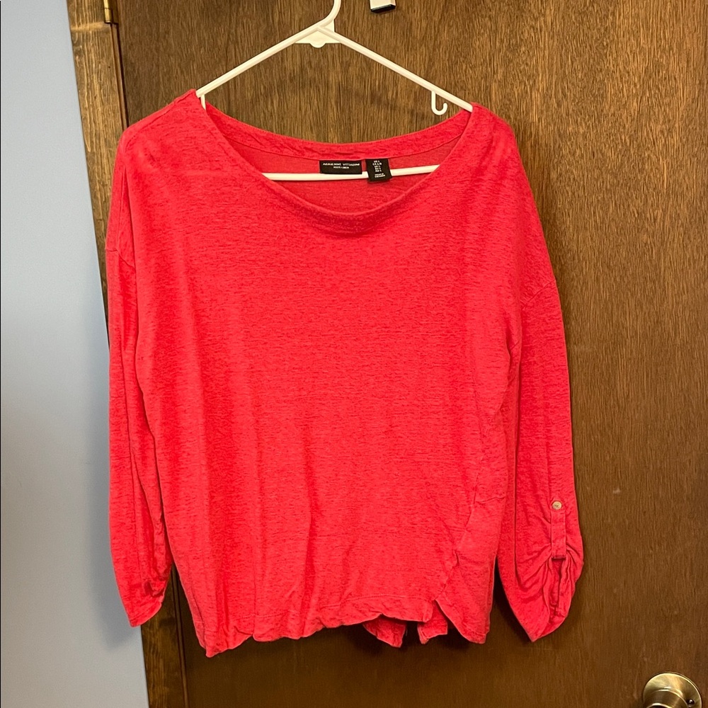 Adrienne Vittadini Vibrant Red Long Sleeve Top